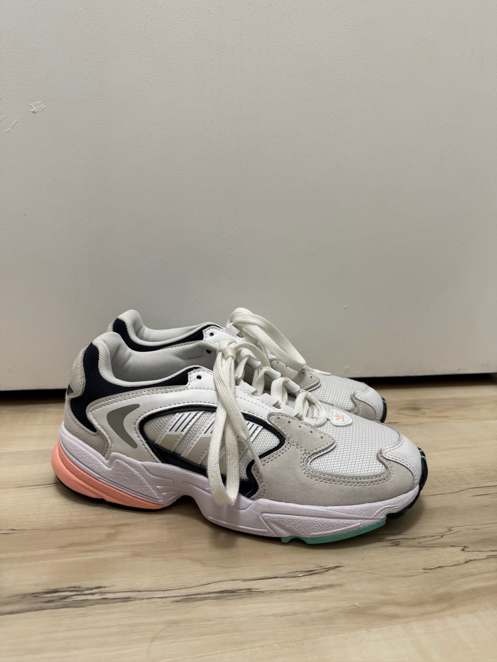 adidas White Sneakers with Black and Pastel Accents